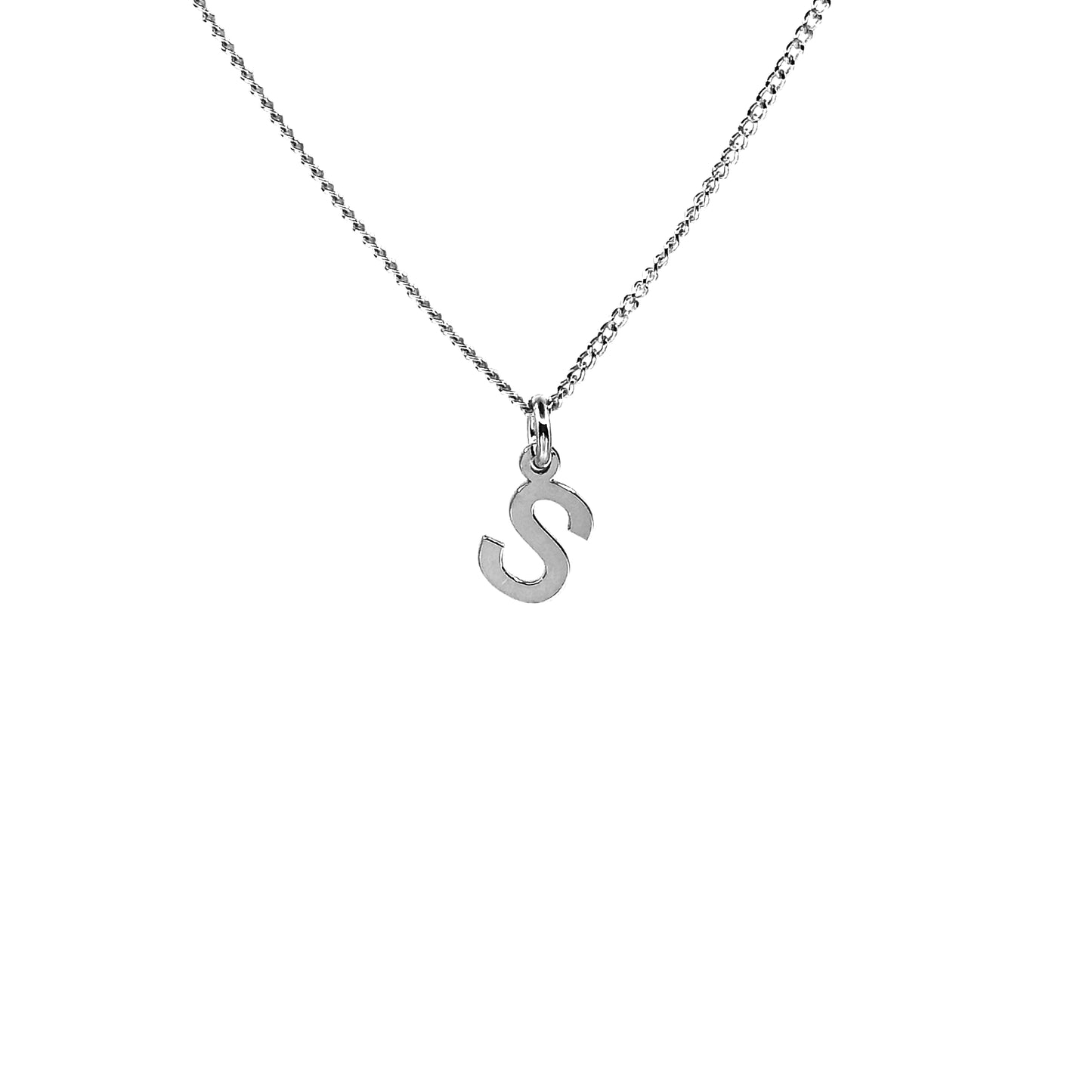 Dije Letra Plana y Cadena de Plata.
