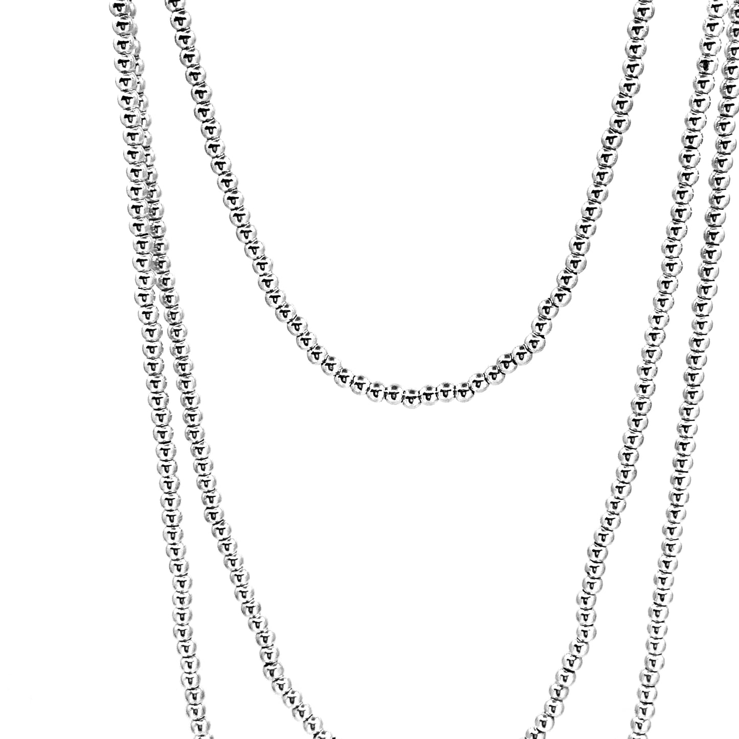 Trio de Bolitas de Plata sobre Cadena de Plata Interior.