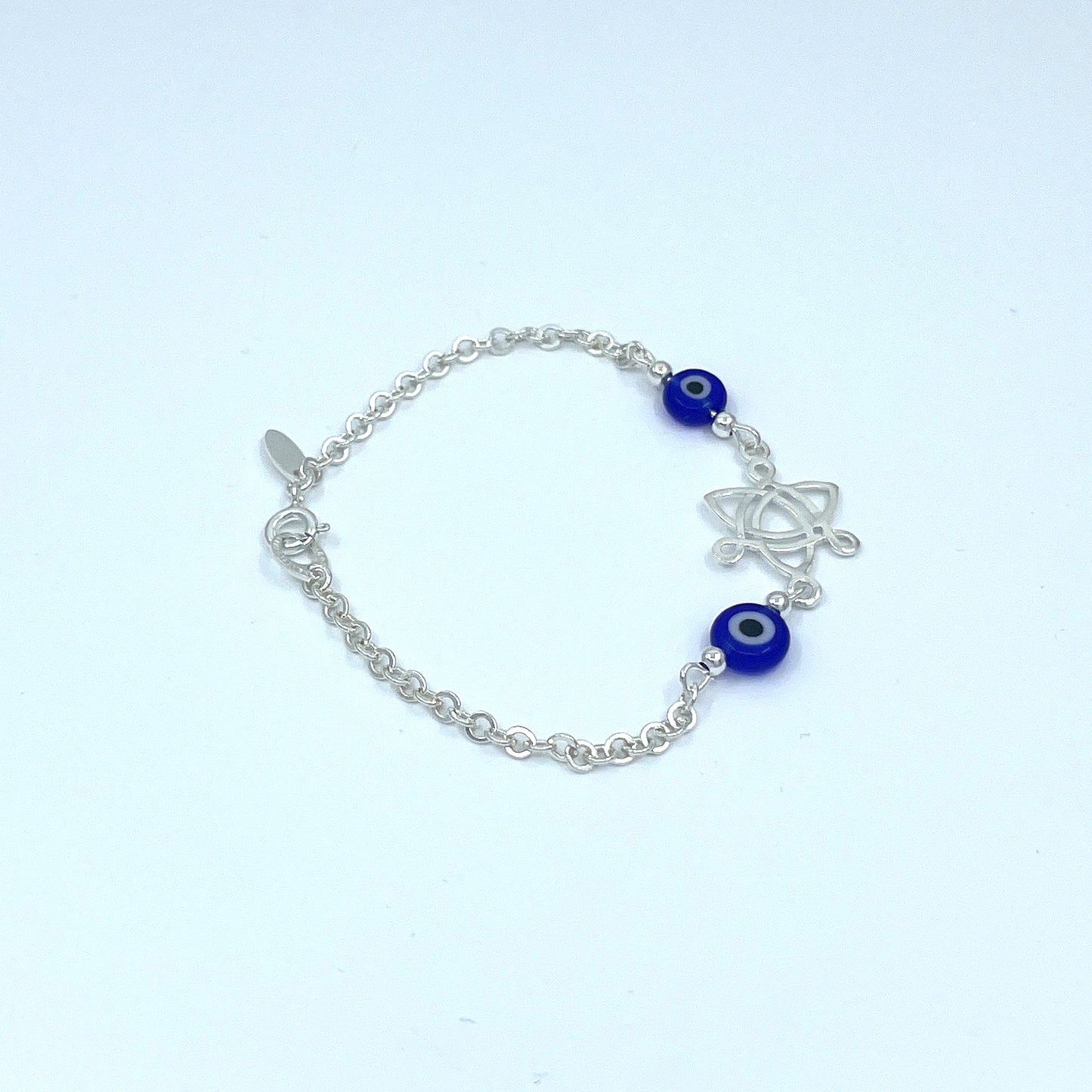 Pulsera de Plata con Nudo de Bruja y Ojos Turcos
